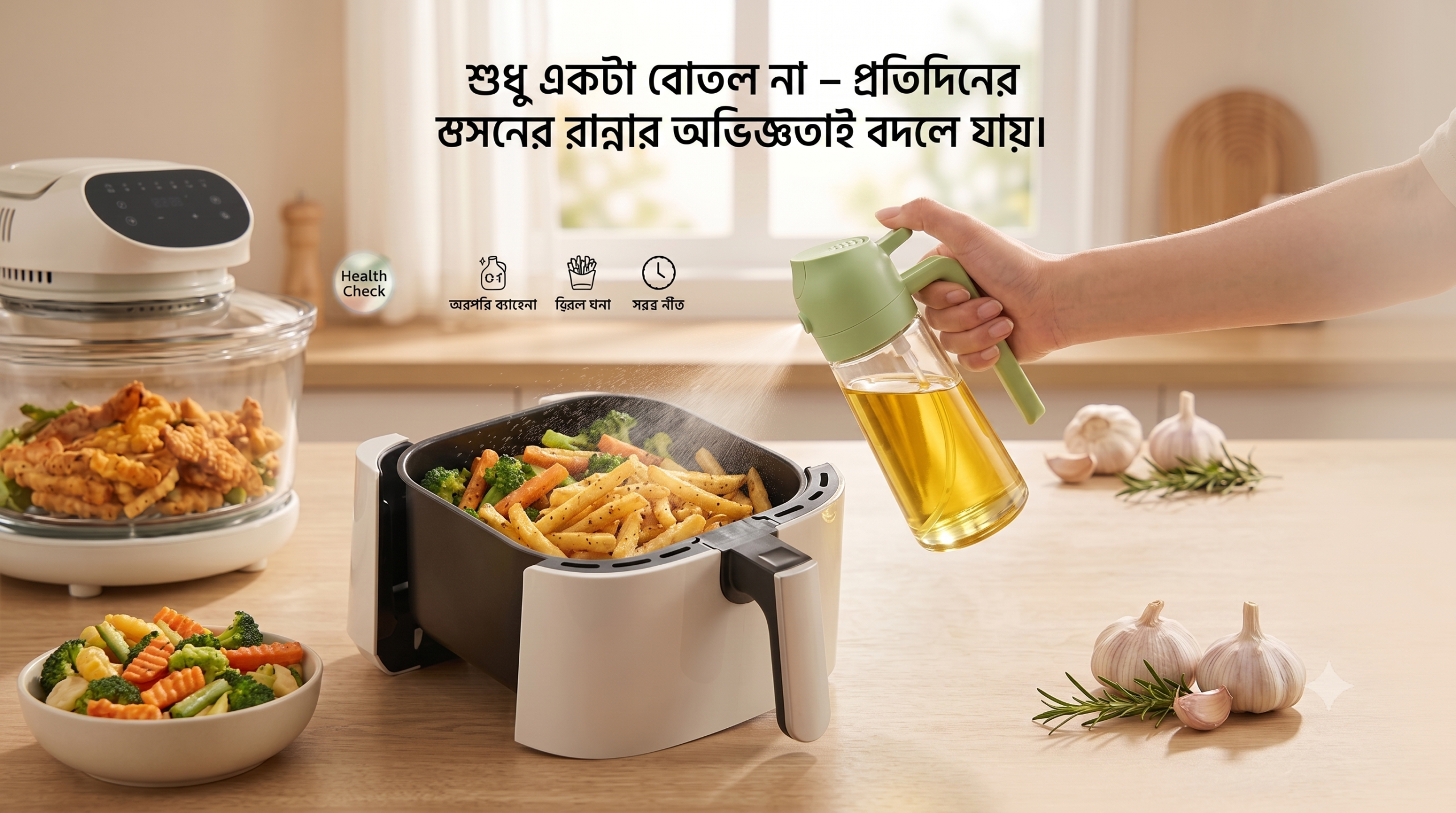 এয়ার ফ্রায়ারে অয়েল স্প্রে ব্যবহার